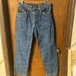 Vans Men's Relaxed Blue Doodle Pattern Relaxed Jeans